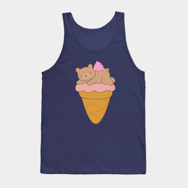 Kawaii Cute Brown Bear Ice Cream T-Shirt Tank Top by happinessinatee